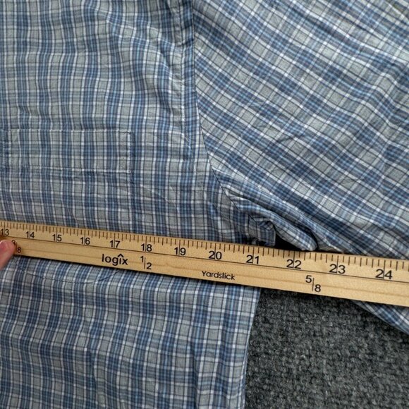 Peter Millar Button Up Shirt Men Long Sleeve Medium Blue Check Cotton Golf Adult - Picture 6 of 11